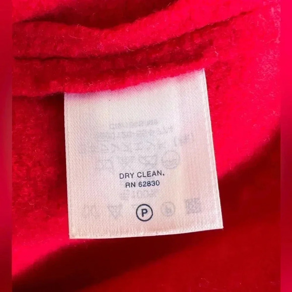 Vintage Lands' End Boiled 100% Wool Button Front Coat Blazer Red Sz - Picture 6 of 9